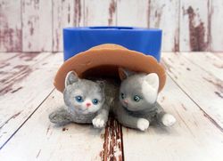 Kittens in a hat - silicone mold