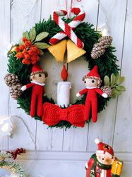 Christmas Front Door Wreath Crochet PATTERN,  Christmas Wreath, Christmas decor