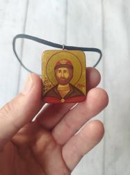 Saint Yuri | Saint Georgy | Icon necklace | Wooden pendant | Jewelry icon | Orthodox Icon | Christian saint