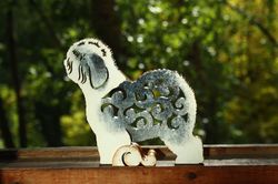 Old English Sheepdog  figurine, statuette made of wood