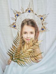 Gold halo crown, sun halo crown , met gala women, Festival crown, Festival headpiece, Photo Props