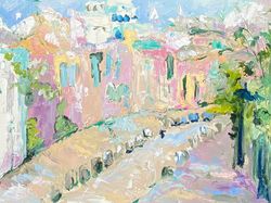 Montmartre Original oil painting on cardboard Abstract landscape Paris cityscape Impressionism art Montmartre painting