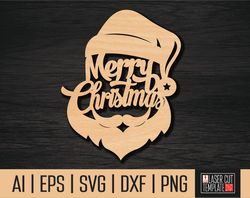 Template for laser cutting Merry Christmas,. Christmas santa svg. Christmas dxf. Cutting file.