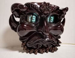 Soviet Antique Clock Devils Head. Ceramic Electronic Clock USSR