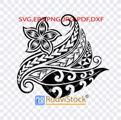 Polynesian flower tattoo. Tattoo Svg. Polynesian tattoo tribal flowers logo design
