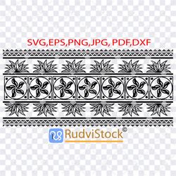 Tattoo Svg. Polynesian floral pattern tattoo  border