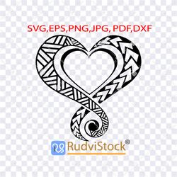 Tattoo Svg. Polynesian heart logo tribal tattoo design