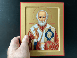 St. Nicholas | High quality Serigraph icon on wood | Size:  8.6" x 7"