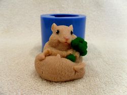 Hamster with broccoli- silicone mold
