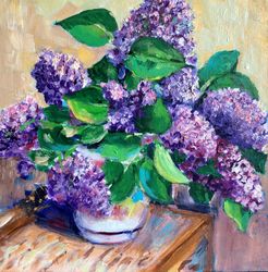 Lilac Painting, Spring Flowers Original  Painting, Impressionism, 'S Day Birthday Gift Valentine's Day Painting