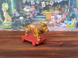 Lion on a cart. Doll toy.1:12 scale.