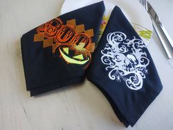 Embroider cloth napkins set of 2, 4,6, halloween napkins, table napkins embroidery accents set, cotton cloth napkins set