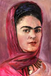 Frida Kahlo painting Original canvas art Original painting by MyFoxyArt.