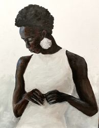 African Woman Oil Painting Original  Black Bride African Girl  Artwork by Nadia Hope