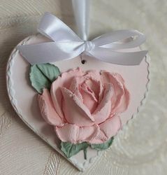 Mother's day gift Hanging heart with pink rose Love decor Birthday gift Valentine's day gift Wedding decor Flower decor
