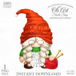 Grandma Gnome Clipart. Digital Clipart, Hand Drawn Graphics, Instant Download. Digital Download. OliArtStudioShop