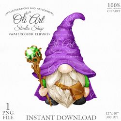 Wizard Gnome Clipart. Digital Clipart, Hand Drawn Graphics, Instant Download. Digital Download. OliArtStudioShop