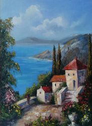 Painting Italian Landscape Oil Painting Modern Fine Art Italy Elba Island Painting