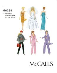 PDF Copy MC Calls 6258 Pattern Clothes for Barbie Doll and Fashion Dolls 11 1\2 inch