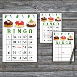 Christmas bingo game card,Christmas cake bingo,Christmas Bingo Printable,Holiday Bingo Cards,INSTANT DOWNLOAD--49