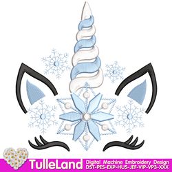 Christmas Snowflake Unicorn Holiday Winter Snow Merry Christmas Tree Unicorn Design for Machine Embroidery