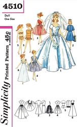 PDF Copy Vintage Simplicity 4510 Pattern Clothes for Barbie Doll and Fashion Dolls 11 1\2 inch