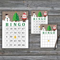 Cute Santa bingo game,Christmas bingo game card,Christmas Bingo Printable,Holiday Bingo Cards,INSTANT DOWNLOAD--59