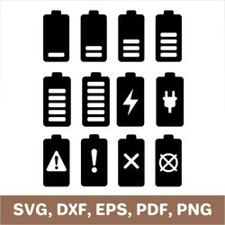 Battery svg, batteries svg, battery template, battery dxf, battery level svg, battery low svg, empty battery svg, Cricut