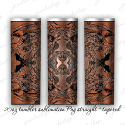 Tooled leather tumbler design sublimation, Digital wrap PNG Instant download for 20oz tapered, straight Makerflo tumbler