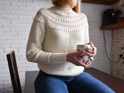 Crochet Pattern, Sweater Pattern, Seamless Sweater for Women, Stroll Sweater, PDF file, Digital Download