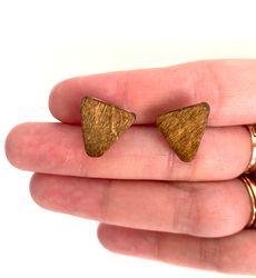 Triangular Wooden Earrings, Light Wooden Earrings, Earrings Hand Painted Wooden Painted, size 0,6"