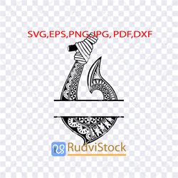 Tattoo Svg. Polynesian Fijian fish hook tattoo  design for text
