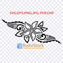 Tattoo Svg. Polynesian flower tattoo pattern