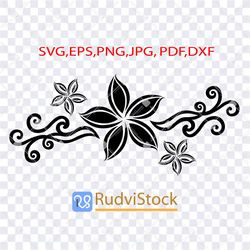 Tattoo Svg. Polynesian  flowers tattoo tribal pattern
