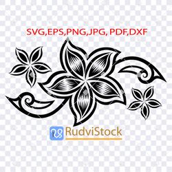 Tattoo Svg. Polynesian flowers koru tattoo tribal pattern