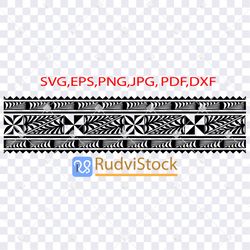 Tattoo Svg. Polynesian Tongan design seamless pattern border
