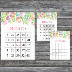 Watercolor Flowers bingo game card,Floral bingo game card,Floral Printable Bingo,Flower themed bingo,INSTANT DOWNLOAD121