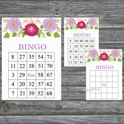 Purple and burgundy Flowers bingo game card,Floral bingo game card,Floral Printable Bingo,INSTANT DOWNLOAD-118