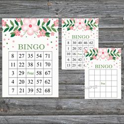 Pink Flowers bingo game card,Floral bingo game card,Floral Printable Bingo,Flower themed bingo game,INSTANT DOWNLOAD-116