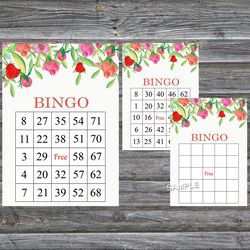 Watercolor rose bingo game card,Floral bingo game card,Floral Printable Bingo,Flower themed bingo,INSTANT DOWNLOAD-115