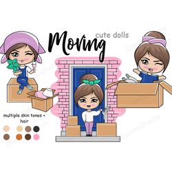 Moving CUTE DOLLS | Relocation Clipart Bundle