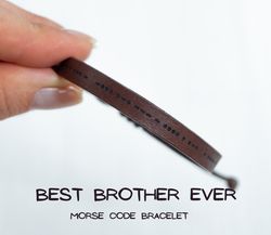 BEST BROTHER EVER morse code bracelet, brother gift from sister, leather bracelet, birthday gifts for brother