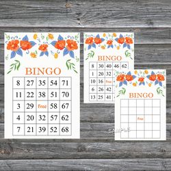 Beautiful flowers bingo game card,Floral bingo game card,Floral Printable Bingo,Flower themed bingo,INSTANT DOWNLOAD-106
