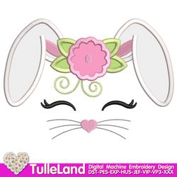 Easter Bunny Head Easter rabbit Floral Easter bunny Face bunny Easter Design applique for Machine Embroidery