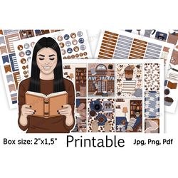 Books And Coffee Holiday Printable Stickers Box Size 2"x1,5"