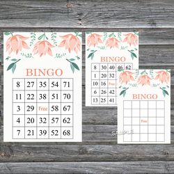 Pink Tulip bingo game card,Floral bingo game card,Floral Printable Bingo,Flower themed bingo game,INSTANT DOWNLOAD-102