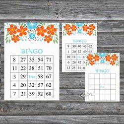 Blue and red flowers bingo game card,Floral bingo game card,Floral Printable Bingo,INSTANT DOWNLOAD-99