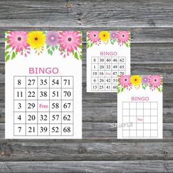 Flowers bingo game card,Floral bingo game card,Floral Printable Bingo,Flower themed bingo game,INSTANT DOWNLOAD-96