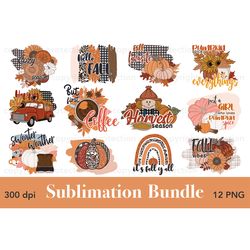 Fall Sublimation Bundle PNG | Autumn Heat Transfer Prints