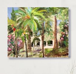 Landscape Painting  Original Art, Palm Tree Wall Art,  Plein Air Oil Painting on Canvas